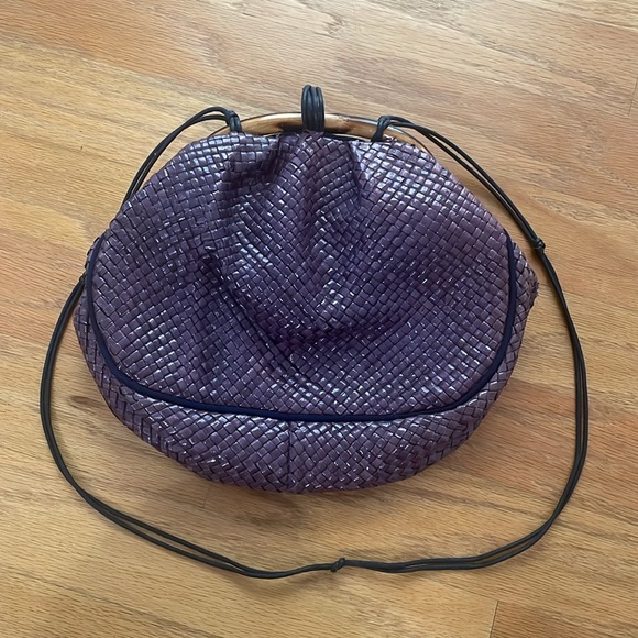 Vintage Neiman Marcus purple Straw Crossbody Bag - Picture 15 of 16